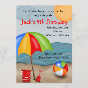 Invitations d'anniversaire d'amusement de plage