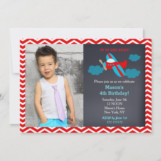 Invitations d'anniversaire d'avion (Devant)