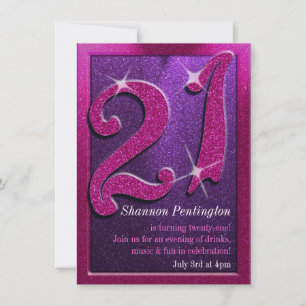 Invitations d'anniversaire de 21e année rose et po
