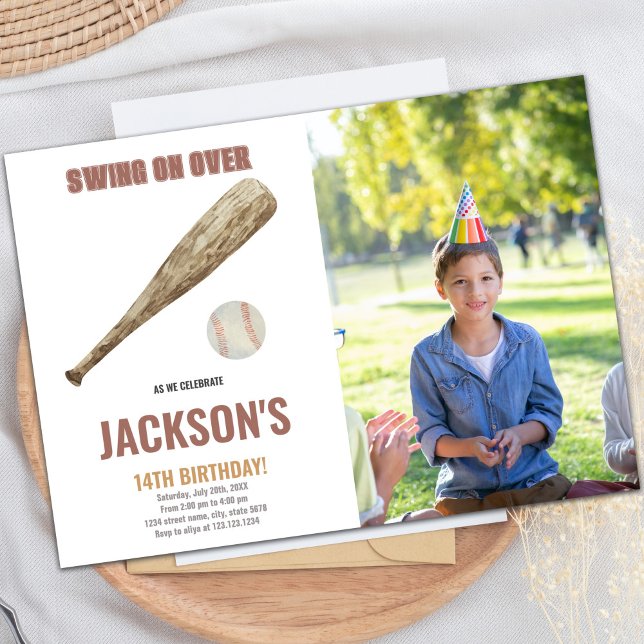 Invitations d'anniversaire de baseball avec photo (Baseball Birthday Invitations with photo)
