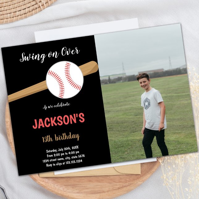 Invitations d'anniversaire de baseball avec photo (Baseball Birthday Invitations with photo)