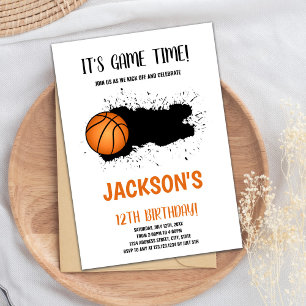Invitations d'anniversaire de Black Ink Basketball