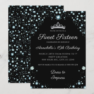 Invitations d'anniversaire de Black with Diamonds