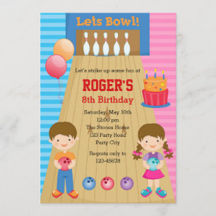 Invitations d'anniversaire de Bowling (Jumeaux de 