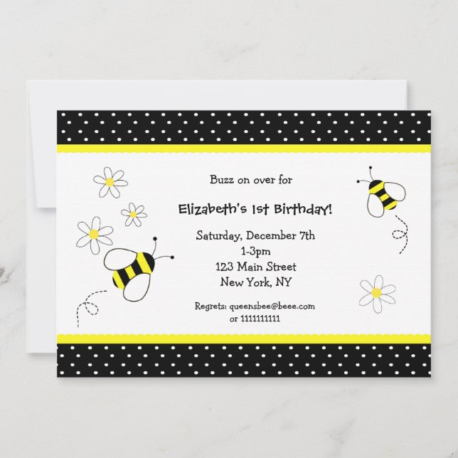 Invitations d'anniversaire de Bumble Bee (Devant)