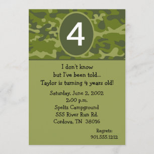 Invitations d'anniversaire de Camoflauge