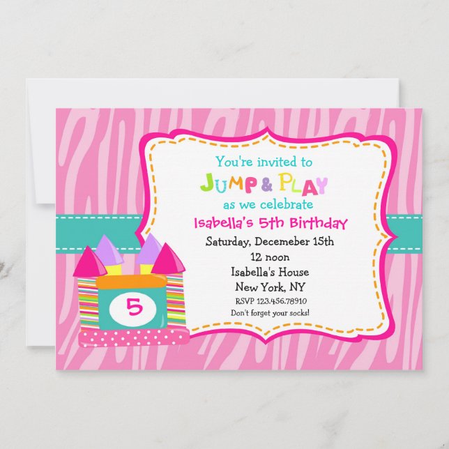 Invitations d'anniversaire de château de rebond de (Devant)