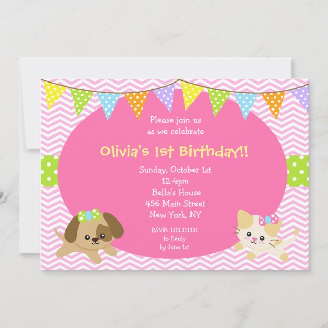 Invitations d'anniversaire de chien de chiot et de (Devant)