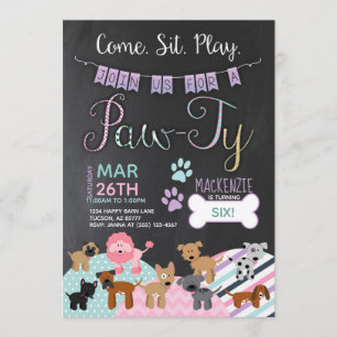 Invitations d'anniversaire de chiot de chien