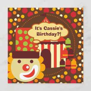 Invitations d'anniversaire de cirque de clown et