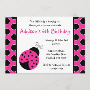 Invitations d'anniversaire de coccinelle de roses