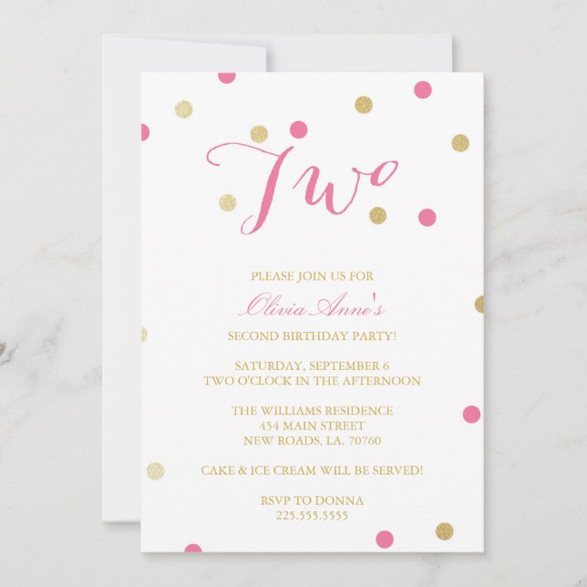 Invitations d'anniversaire de confettis de parties (Devant)