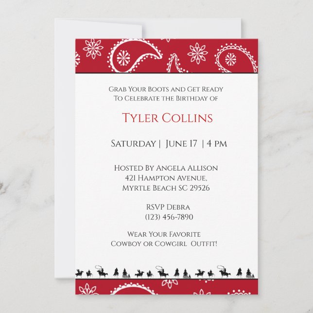 Invitations d'anniversaire de Cowboy (Devant)