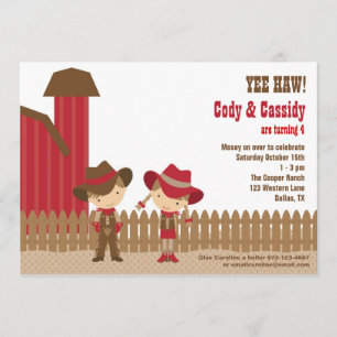 Invitations d'anniversaire de Cowboy et Cowgirl