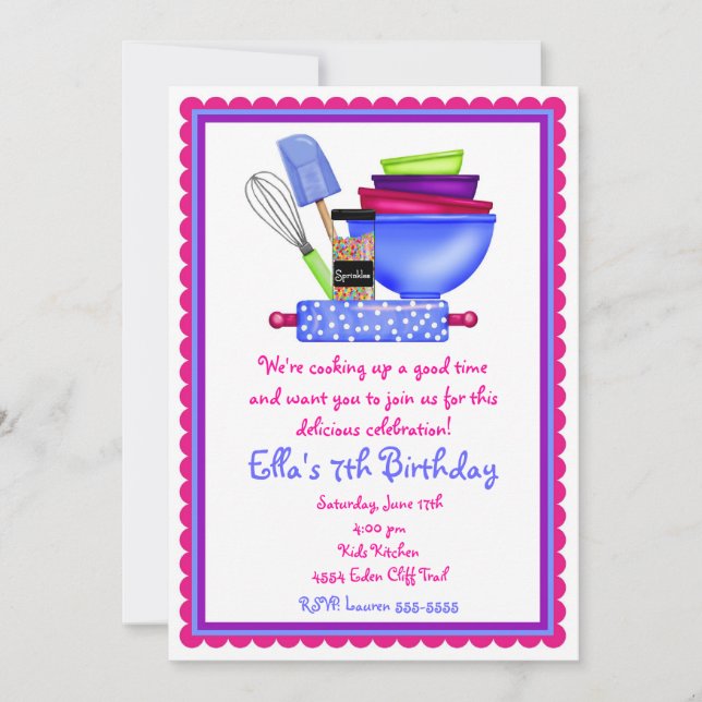 Invitations d'anniversaire de cuisine de cuisine (Devant)