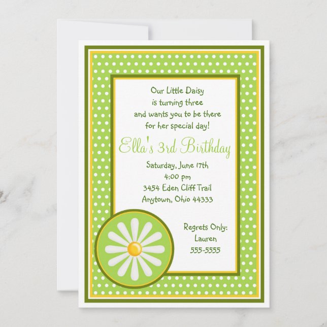 Invitations d'anniversaire de Daisy (Devant)