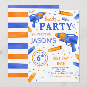 Invitations d'anniversaire de Dart Gun