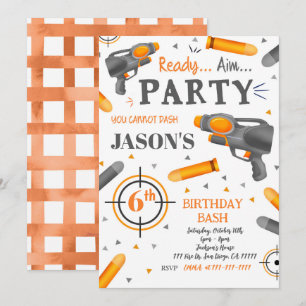 Invitations d'anniversaire de Dart Gun