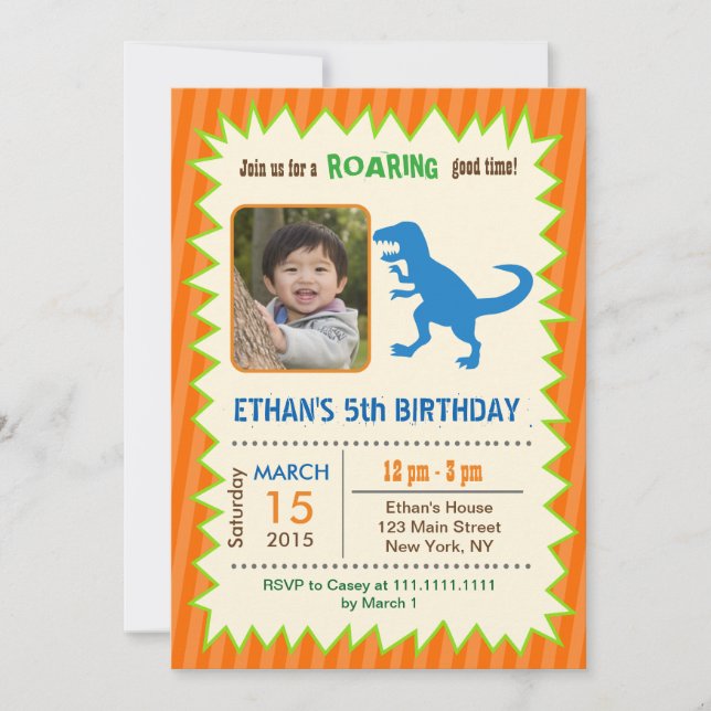 Invitations d'anniversaire de Dinosaur (Devant)
