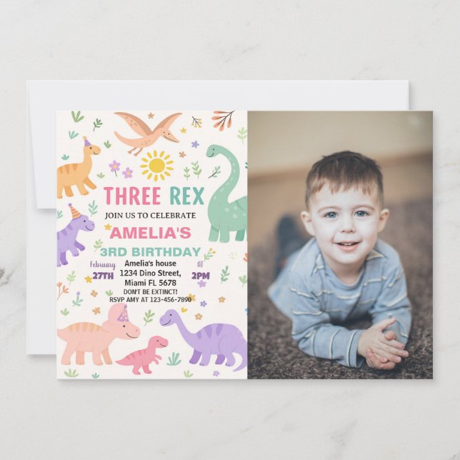 Invitations d'anniversaire de Dinosaur (Devant)