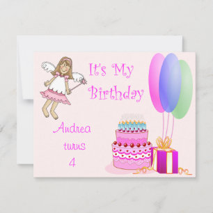 Invitations d'anniversaire de Fairy Pink