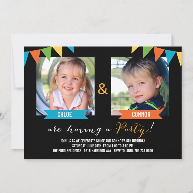 Invitations d'anniversaire de fêtes ensemble - Noi (Devant)