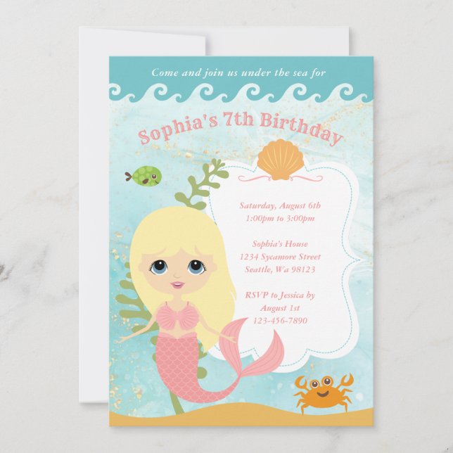 Invitations d'anniversaire de fille (Devant)