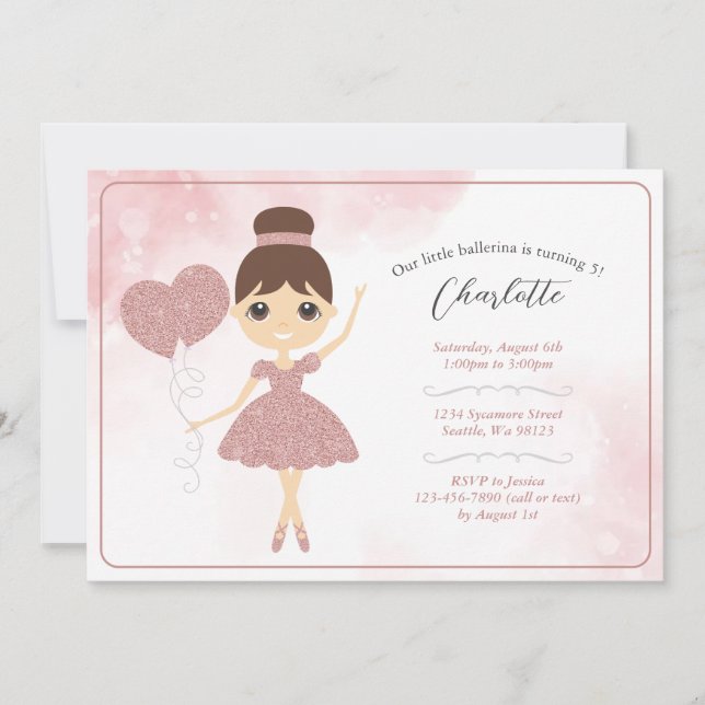 Invitations d'anniversaire de fille (Devant)