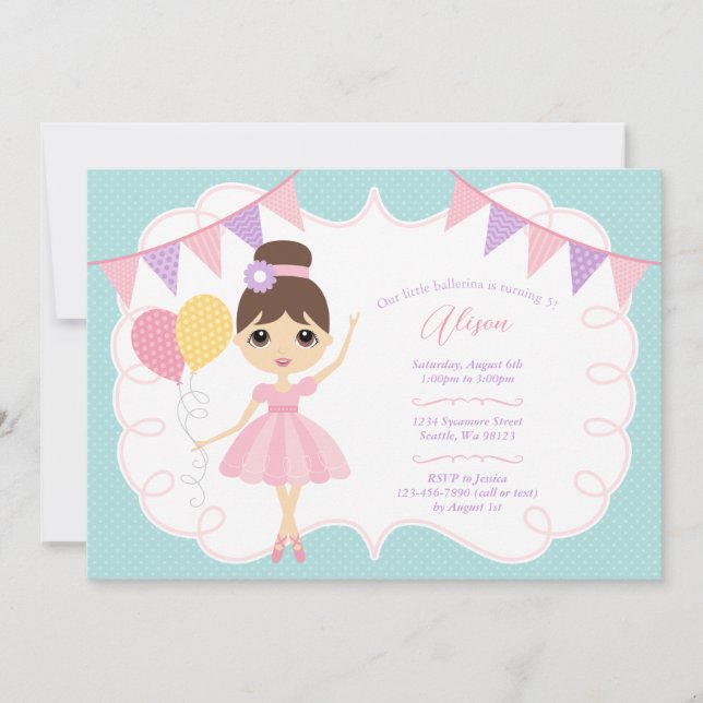 Invitations d'anniversaire de fille (Devant)