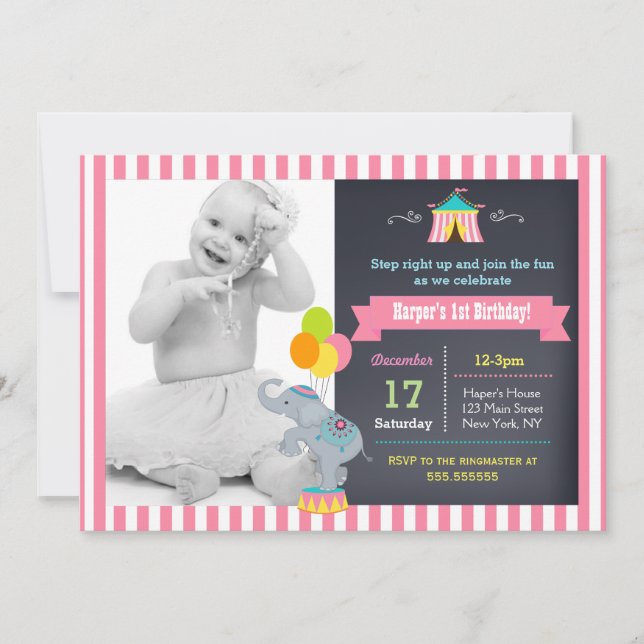Invitations d'anniversaire de filles de carnaval (Devant)