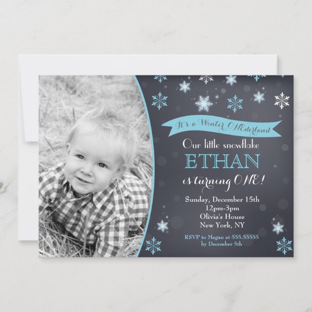 Invitations d'anniversaire de flocon de neige du (Devant)