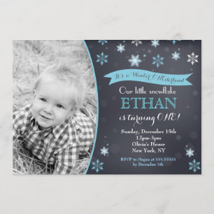 Invitations d'anniversaire de flocon de neige du