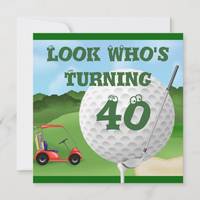 Invitations d'anniversaire de golf d'amusement (Devant)