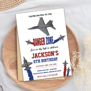 Invitations d'anniversaire de Grey Fighter Jet