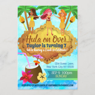 Invitations d'anniversaire de Hula Girls