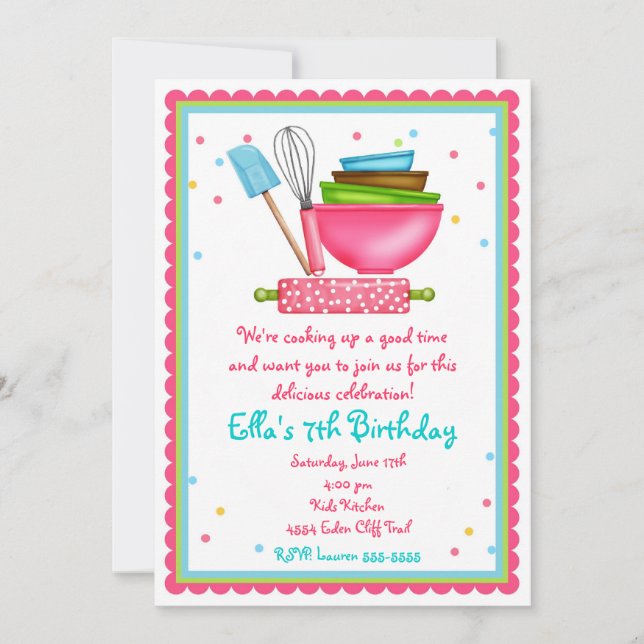 Invitations d'anniversaire de la Cuisine de cuisin (Devant)