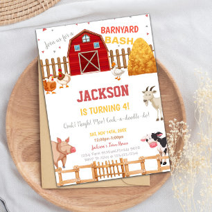 Invitations d'anniversaire de la ferme rouge