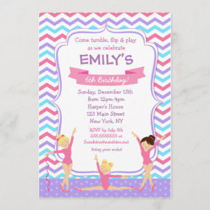 Invitations d'anniversaire de la gymnastique