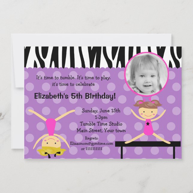 Invitations d'anniversaire de la Gymnastique (Devant)