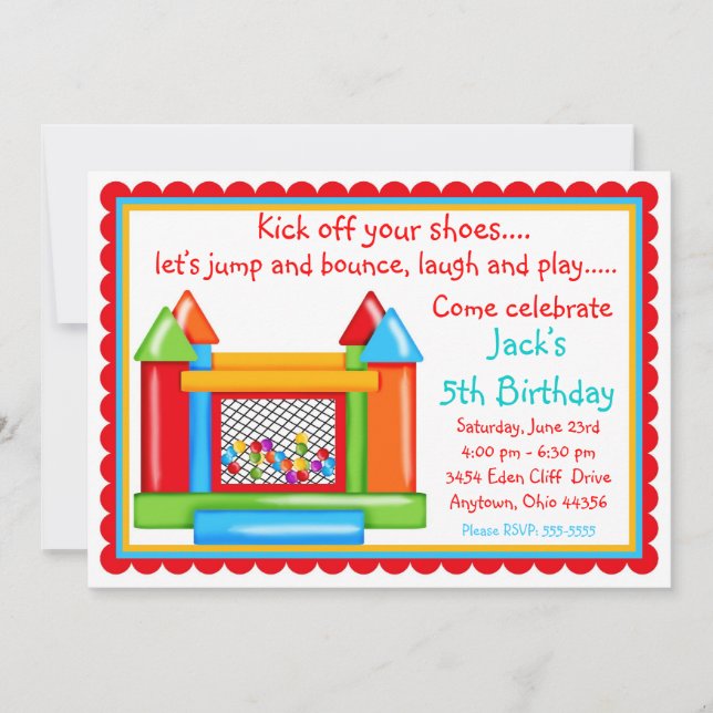Invitations d'anniversaire de la maison Bounce - C (Devant)