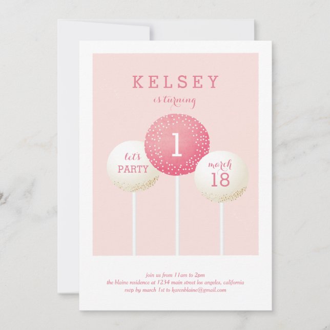Invitations d'anniversaire de la Pop de gâteaux (Devant)