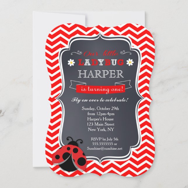 Invitations d'anniversaire de Ladybug (Devant)