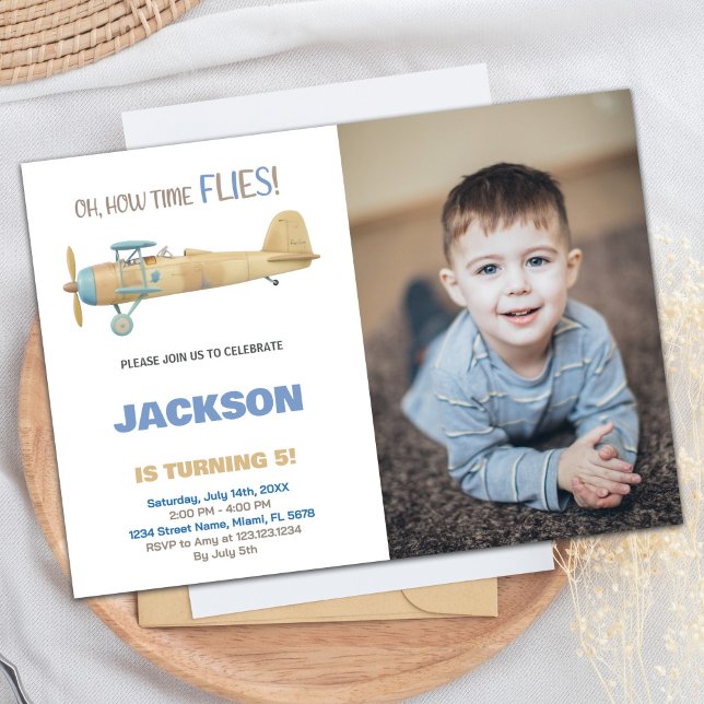 Invitations d'anniversaire de l'avion avec photo (Airplane Birthday Invitations with photo)