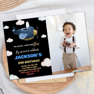 Invitations d'anniversaire de l'avion Nuage blanc 