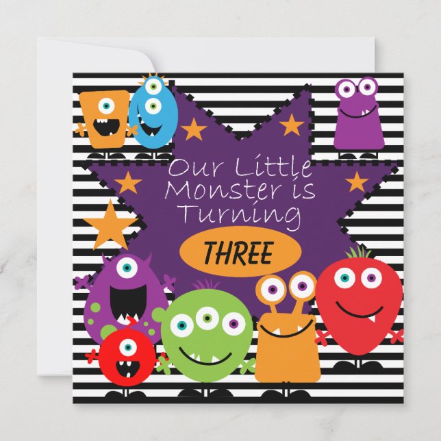 Invitations d'anniversaire de Little Monster (Devant)