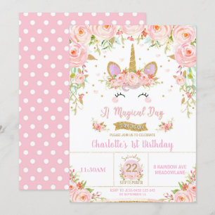 Invitations d'anniversaire de l'Unicorne 1er anniv