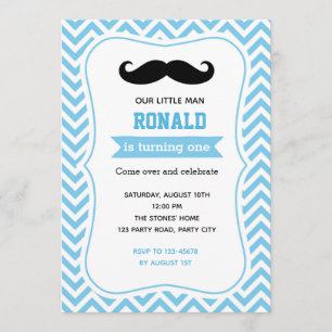Invitations d'anniversaire de Moustache (Chevron b