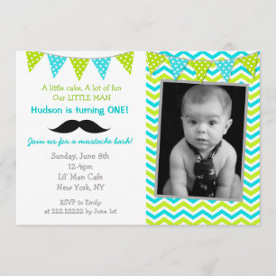 Invitations d'anniversaire de Mustache Little Man