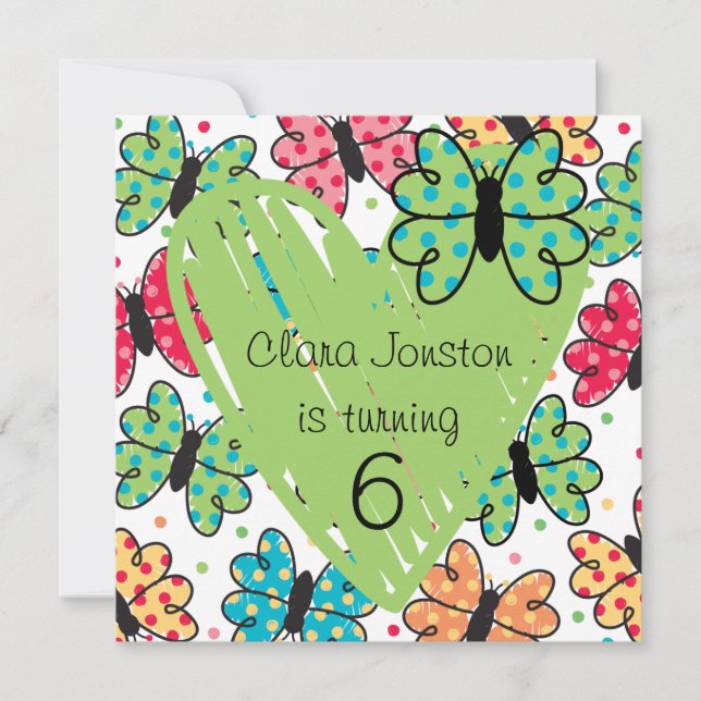 Invitations d'anniversaire de papillon customisé (Devant)