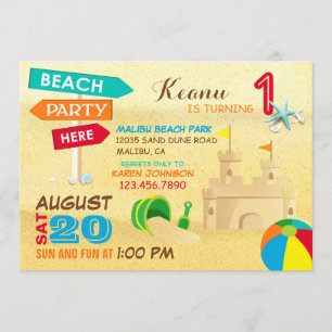 Invitations d'anniversaire de partie de plage de